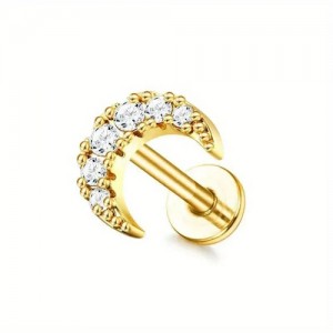 Piercing Labret Modelo 12 Rosca Interna Aço PVD Gold